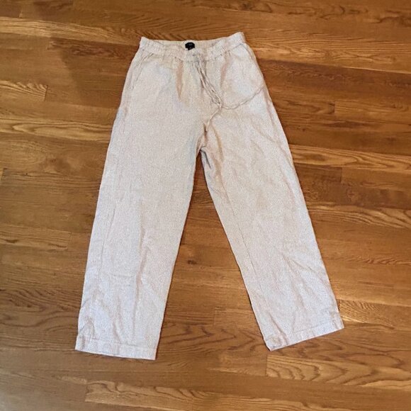 J Crew Linen White and Beige Striped Pants - Picture 1 of 3